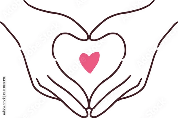 Obraz 手・指でハートを表す手描きのハンドサイン