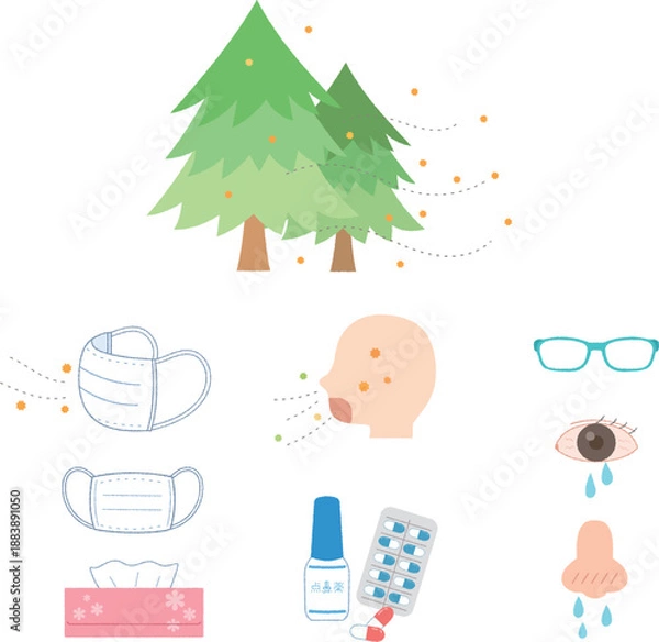 Obraz 花粉症のアイコンセット