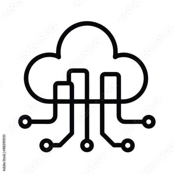 Fototapeta Hybrid Cloud Integration Vector Illustration