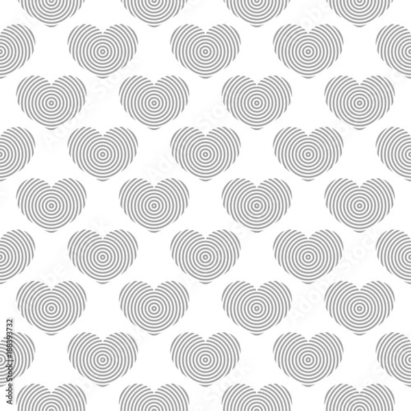 Fototapeta Gray and white heart symbols as seamless pattern. Romantic background