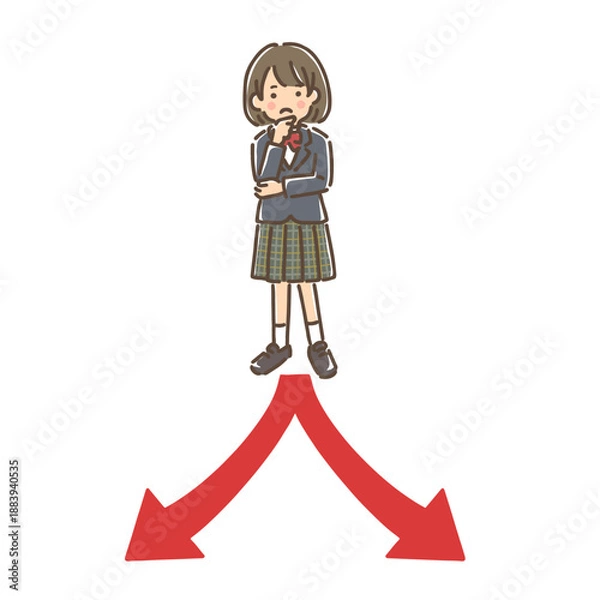 Obraz 分かれ道の前で考えている制服姿の女の子
