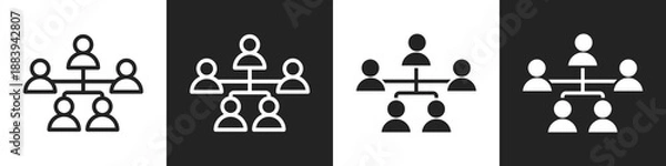 Obraz Organization Chart Line And Solid Icon In White And Black Background