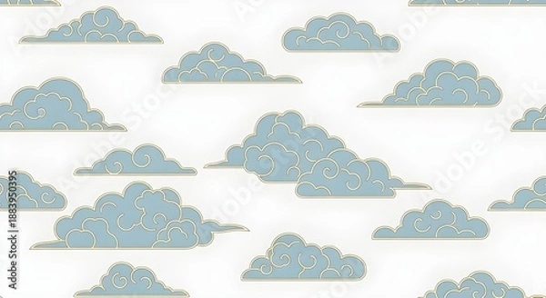 Obraz Japanese Kumo Floating Clouds Seamless Minimalist Pattern