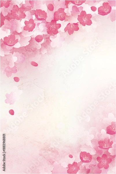 Obraz 水彩タッチの淡いピンクの桜背景