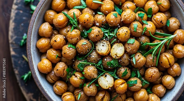 Obraz Roasted chickpeas with herbs