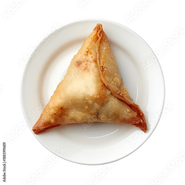 Obraz Fried, triangular pastry on a small white plate