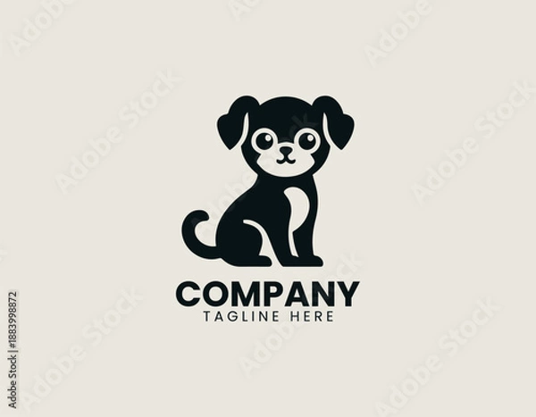Obraz Teacup Dog Black Vector Logo Illustration