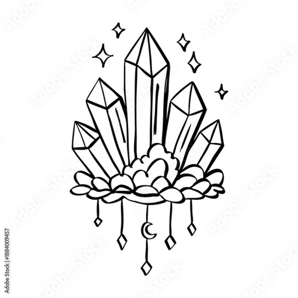 Obraz Magic crystals. Doodle vector illustration