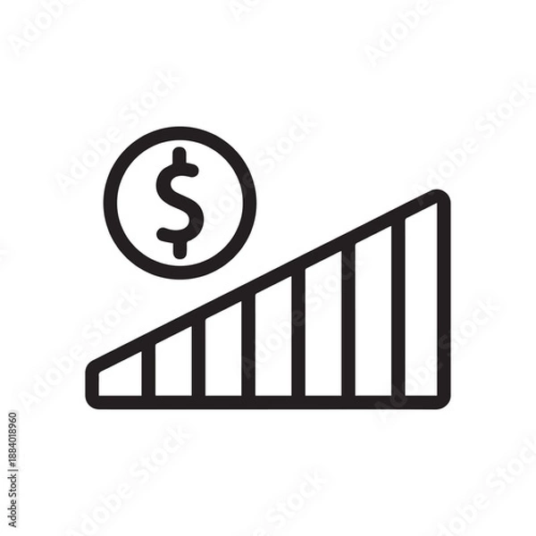 Obraz Upward Progress Thin Line Symbol
