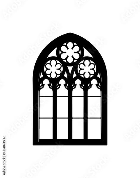 Obraz Gothic Window Design with Floral Patterns