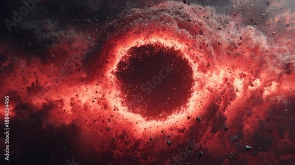 Obraz Red Cosmic Vortex Surrounded by Exploding Clouds