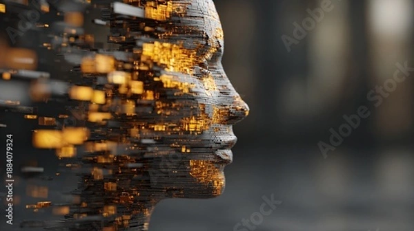 Obraz Human emotion mapped as abstract data visualization, futuristic design, copy space