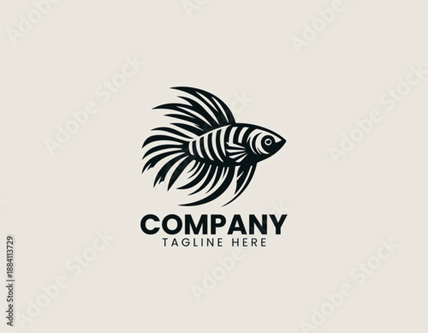 Obraz Tiger Barb Fish Black Vector Logo Illustration