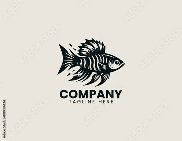 Obraz Tiger Barb Fish Black Vector Logo Illustration
