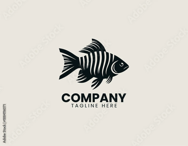 Obraz Tiger Barb Fish Black Vector Logo Illustration
