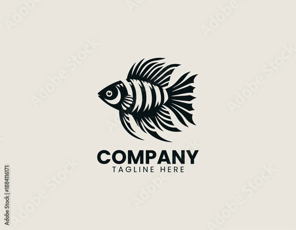 Obraz Tiger Barb Fish Black Vector Logo Illustration
