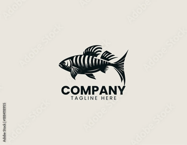 Obraz Tiger Barb Fish Black Vector Logo Illustration