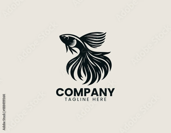 Obraz Guppy Fish Black Vector Logo Illustration