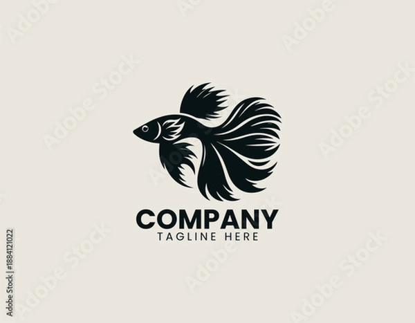 Obraz Guppy Fish Black Vector Logo Illustration