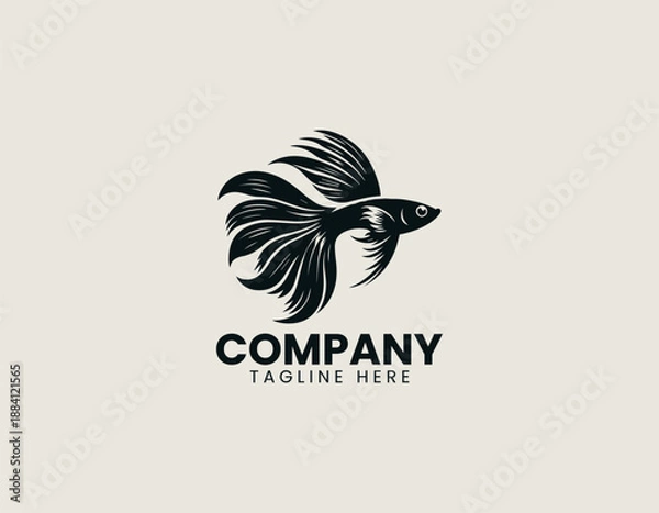 Obraz Guppy Fish Black Vector Logo Illustration
