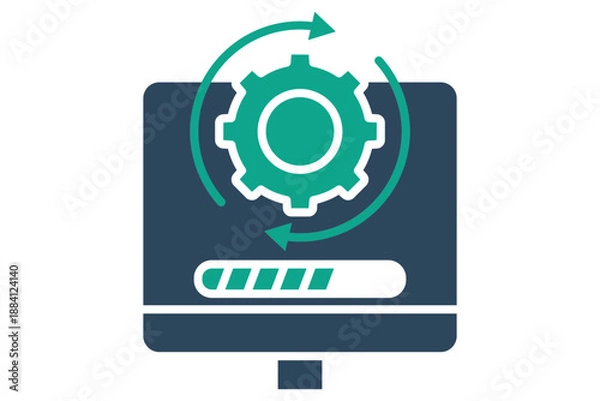 Fototapeta Software update icon. Solid icon style. Icon related to IT support. Technology elements vector illustration