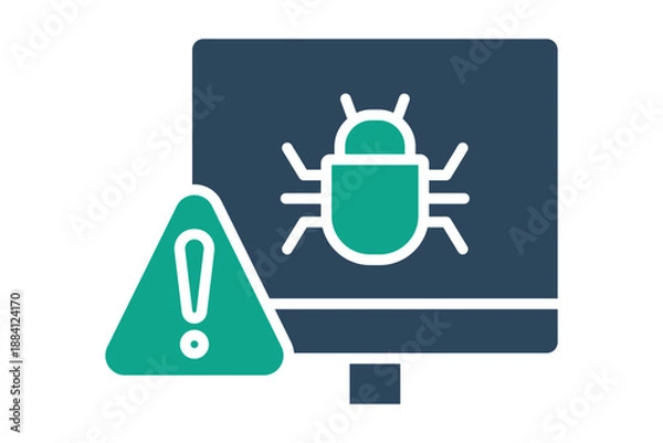Fototapeta Computer bug icon. Solid icon style. Icon related to IT support. Technology elements vector illustration