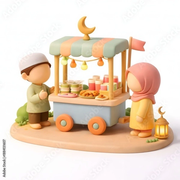 Obraz Stylized Clay Three Dimensional Ramadan Prayer Mini Diorama