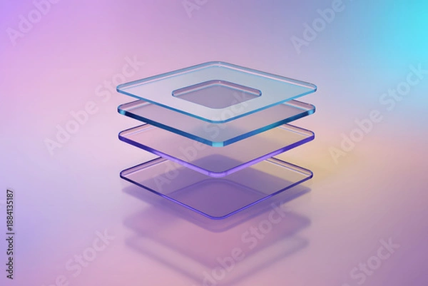 Obraz Stacked Transparent Square Layers with Gradient Background