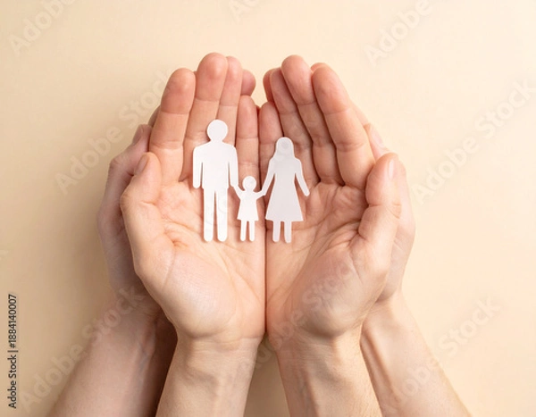 Fototapeta Generative AI
家族を包み込む手のひら ― 守られる絆のイメージ