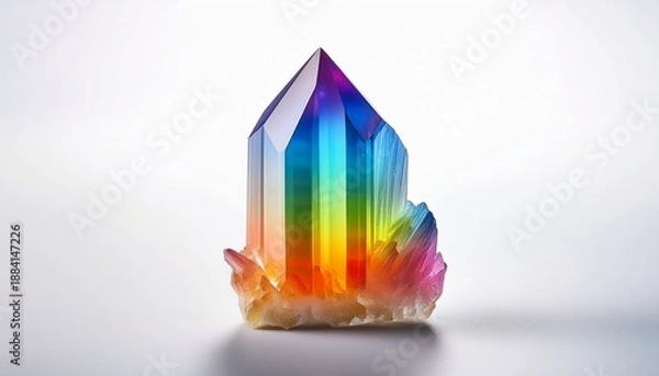 Obraz Rainbow Quartz Crystal Point On White Background