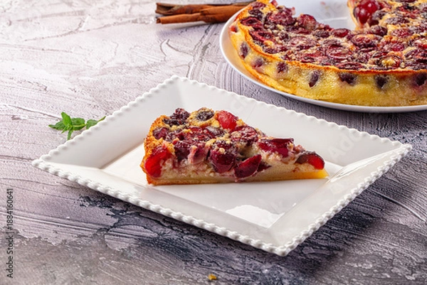 Obraz Crusty pie with fresh cherry