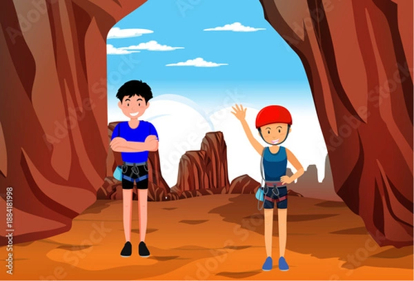 Obraz Cave Rescue Concept Illustration Vector Style