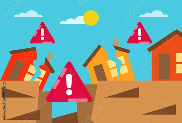 Obraz Earthquake Warning System Concept Illustration Vector Style