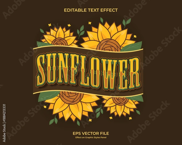 Fototapeta decorative sunflower editable text effect design