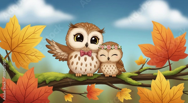 Obraz owl sitting on a branch