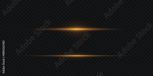 Obraz Horizontal light flare effect on dark transparent background.
