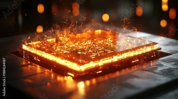 Fototapeta Glowing electronic component illustration