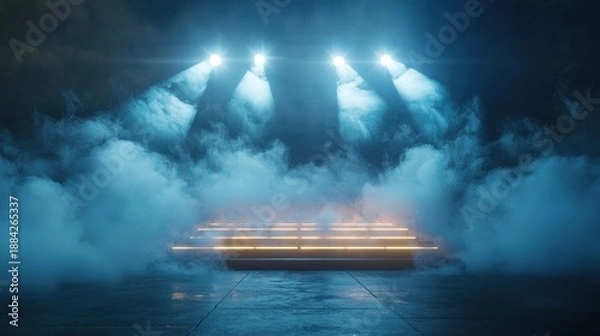 Fototapeta Stage illuminated with dramatic lighting