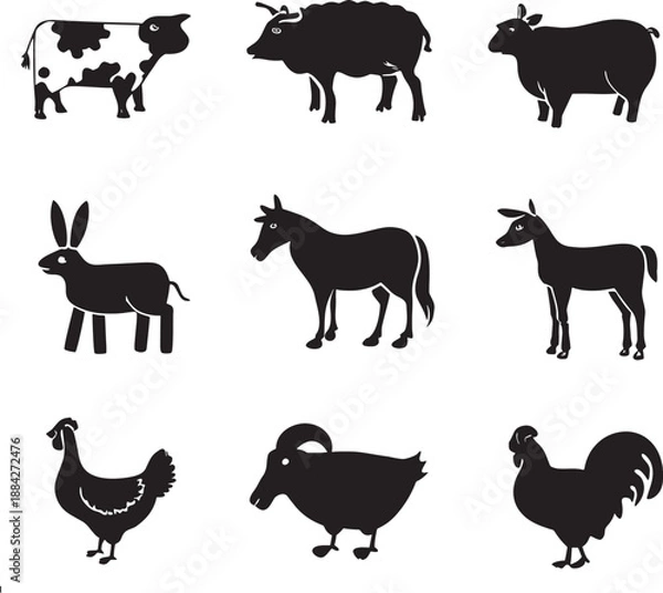 Fototapeta farm animals collection vector
