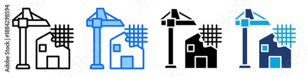 Obraz Building Progress Icon Set Multi Style Vector Illustration