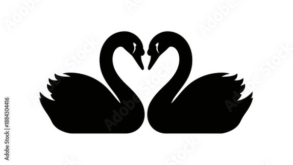 Obraz Two black swans forming a heart shape.
