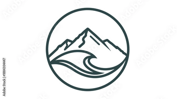 Obraz Mountain and Wave Logo Design.
