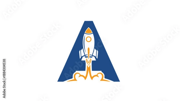 Obraz Rocket Launching from Letter A Logo.