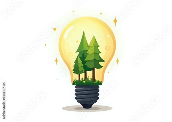 Obraz Lightbulb with Growing Trees
