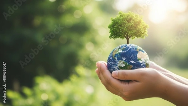 Obraz Hands Holding Earth Tree Nature