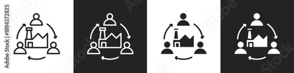Obraz Restructuring Line And Solid Icon In White And Black Background