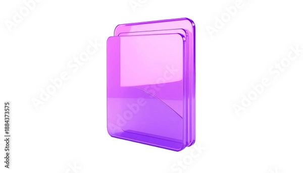 Obraz Glossy, transparent 3D rendering showcases a stack of two rectangular objects with rounded corners, against a black backdrop