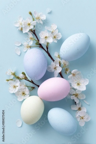 Obraz Pastel Easter Eggs and Spring Flowers