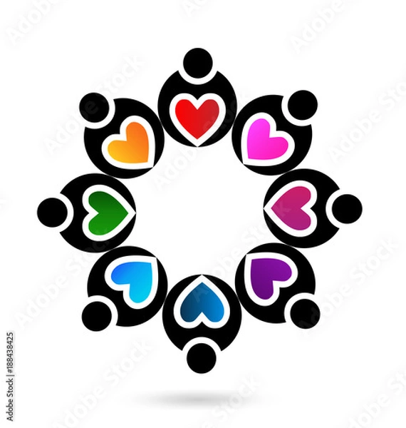 Obraz Heart teamwork people vector icon