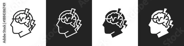 Obraz Epilepsy Line And Solid Icon In White And Black Background